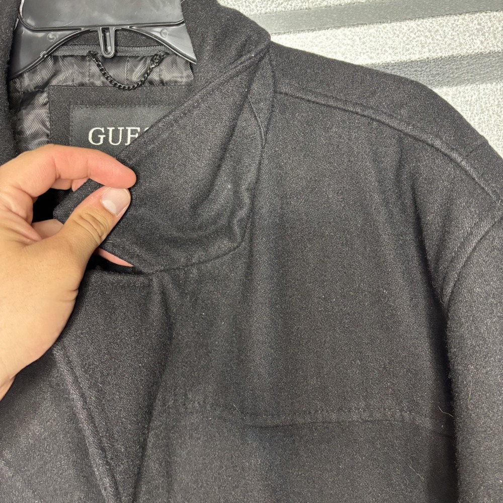 Guess Mens XXL Black Wool Blend Peacoat Jacket Outerwear XXL - Picture 13 of 16